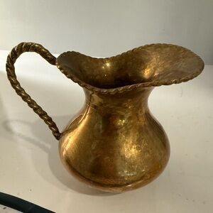 Cute Vintage Brass Pitcher/Vase with twisted handle.